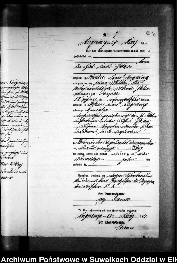 image.from.unit.number "Sterbe-Neben-Register des Preussischen Standes-Amtes Kehlen Kreis Angerburg"