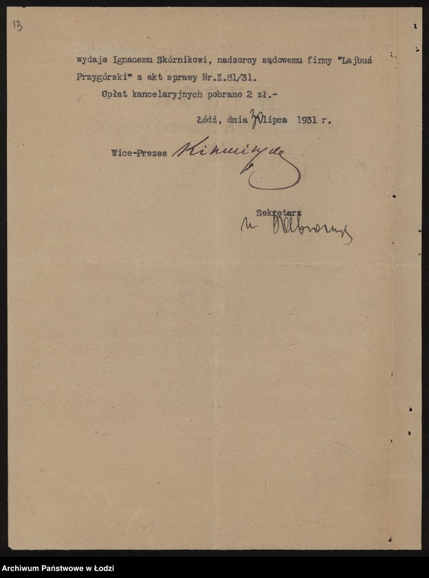 Obraz 15 z jednostki "Lejbuś Przygórski- wyrób towarów bawełnianych"