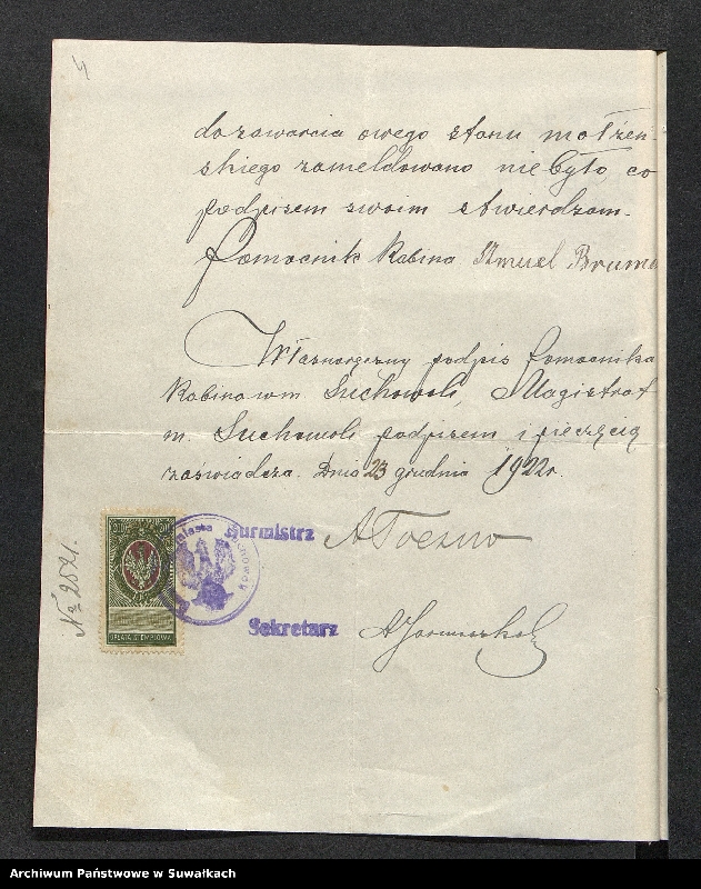 image.from.unit.number "[Dokumenty do akt małżeństw okręgu bożniczego w Suwałkach z 1923 roku]"