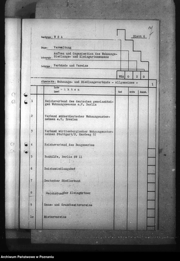 Obraz 11 z jednostki "Wykaz dla urzędu Wohnungs- und Sied- lungsamt"