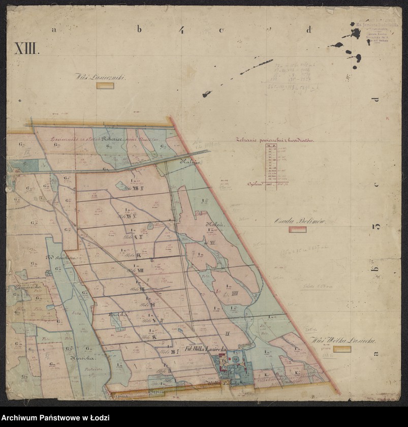 Obraz 12 z jednostki "Pierworys pomiaru dóbr prywatnych Nieborów składających się z folwarków Nieborów, Zygmuntów, Łasieczniki, Jasionna, Wólka Łasiecka, Kaczew, Polesie, Chyleniec ... oraz przyległych lasów ..."