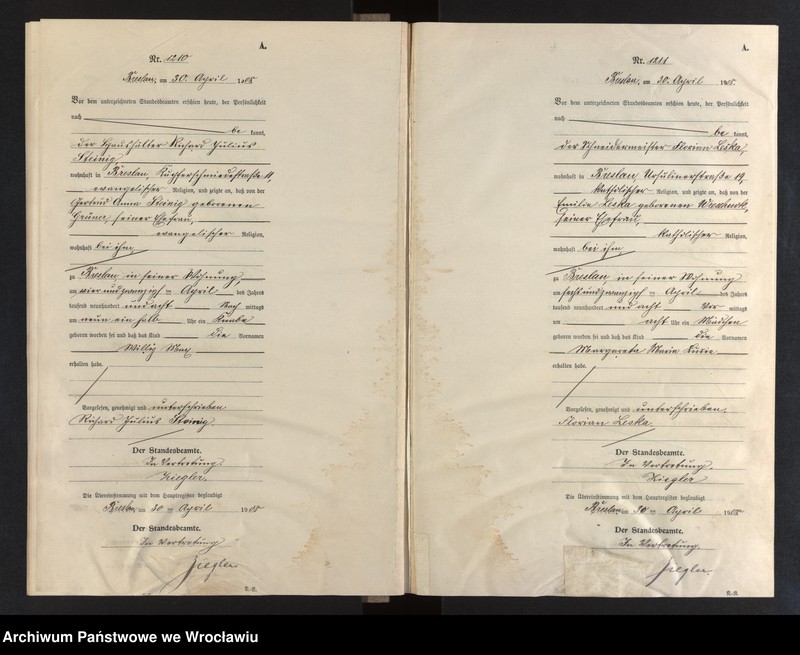 image.from.unit.number "Geburts-Neben-Register Breslau I 1908 Band 4"