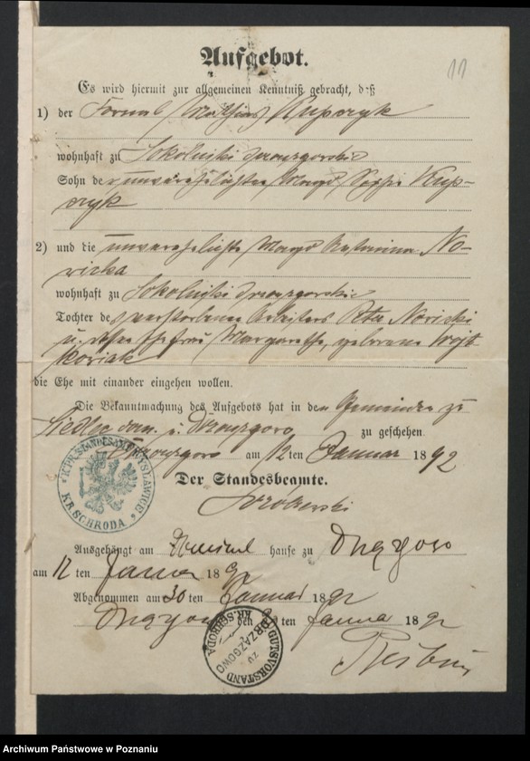 image.from.unit.number "Acta betreffend die Sammel-Akten zu den Heiratsregistern des Standesamtsbezirk Wyslawice Kreis Schroda"