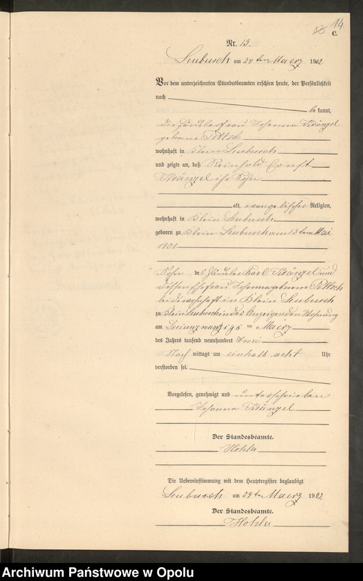 image.from.unit.number "Sterbe-Neben-Register Standes-Amt Leubusch 1902"