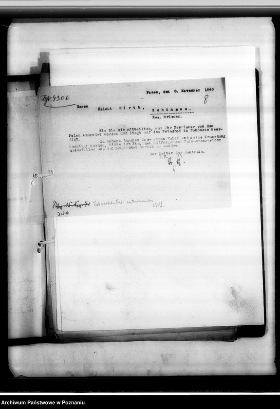 Obraz 12 z jednostki "Im Jahre 1940 beantragte Sterbeurkunden (miejscowych Niemców, którzy zginęli w 1939 roku"