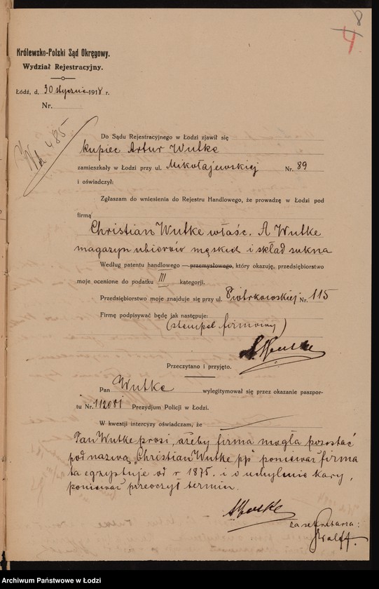 Obraz 10 z jednostki "Christian Wutke - magazyn wyrbów męskich i skład sukna"