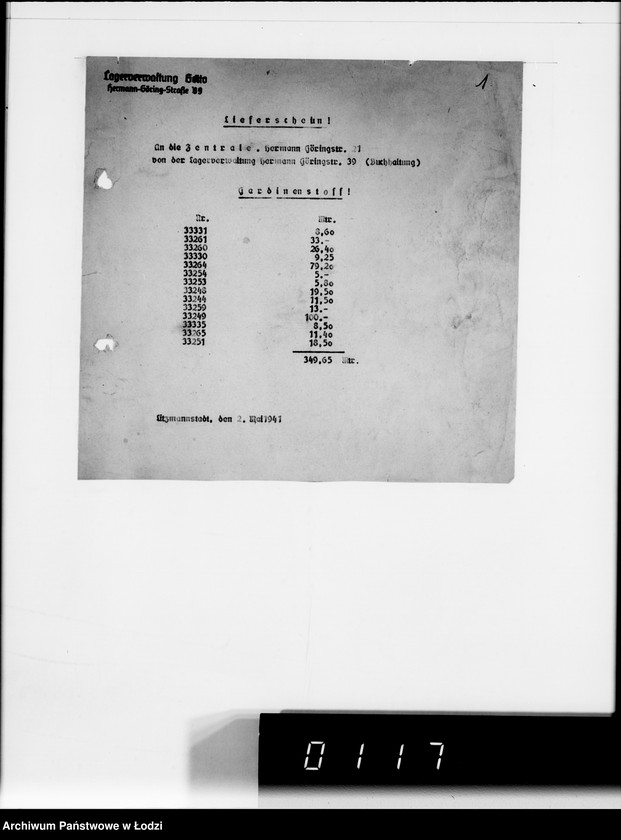 Obraz 5 z jednostki "Beschlagnahmte Sachen. Lager 39 [Kwity przesyłkowe i listy tyczące się przesyłek towarów]"