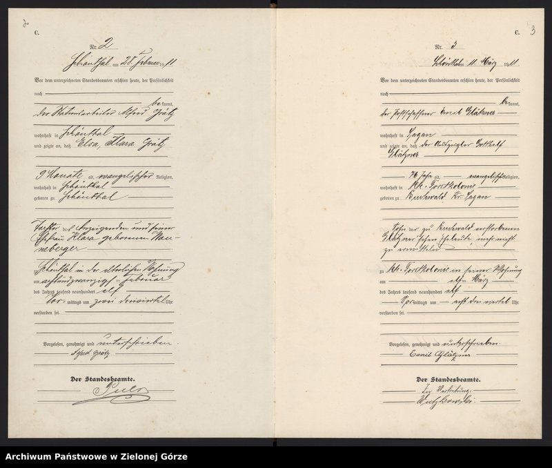 image.from.unit.number "Sterbe-Haupt-Register Standesamt Sagan Land"