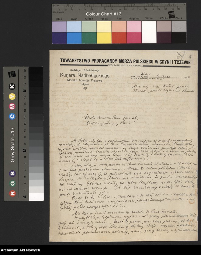 image.from.unit.number "Jasiński Stanisław, publicysta. Projekt akcji propagandy morskiej. Prośba o napisanie wstępu do książki o Legionach."