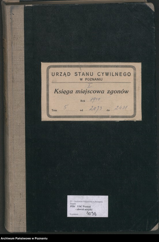 Obraz 1 z jednostki "Księga miejscowa zgonów tom V [Rejestr główny zgonów]"