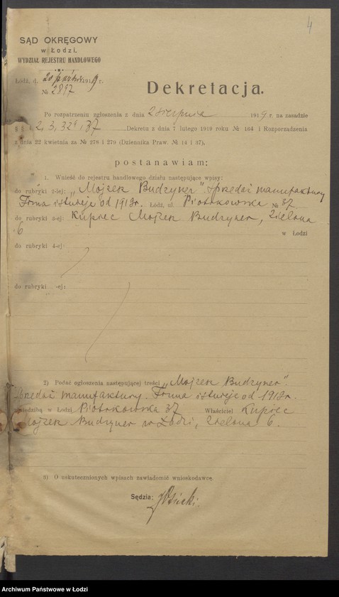 Obraz 6 z jednostki "Mojżesz Budzyner - sprzedaż manufaktury"