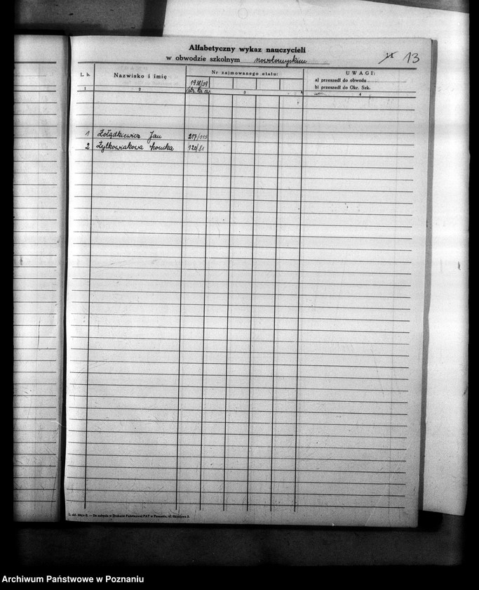 Obraz 18 z jednostki "Księga ewidencyjna szkół i etatów powiatu nowotomyskiego"