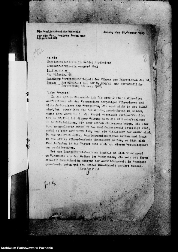 Obraz 6 z jednostki "Aufnahme von Landjahrzieherinnen in die NLDAP"