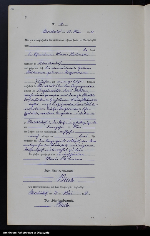 Obraz 14 z jednostki "Sterbe-Neben-Register Nr 1 - 32 [ Księga zgonów - wtóropis ]"