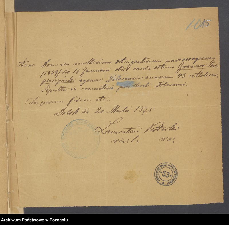 Obraz 17 z jednostki "Die von den Verlobten beigebrachten Urkunden zur Eheschliessung pro 1875"