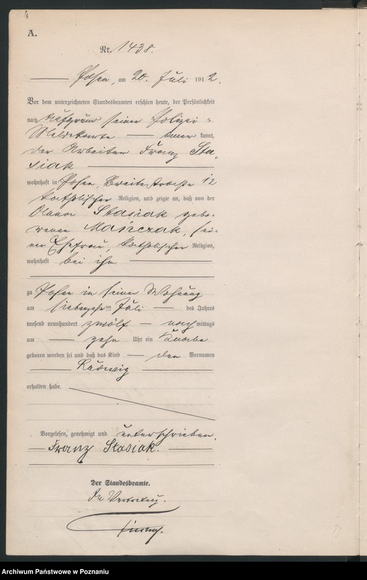 Obraz 6 z jednostki "Księga miejscowa urodzeń tom IV [Rejestr główny urodzeń]"