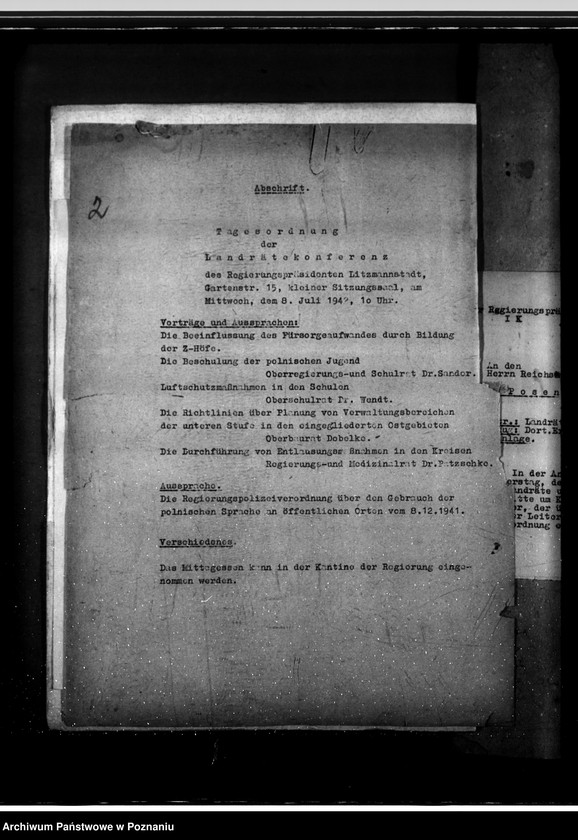 Obraz 6 z jednostki "Konferencje z landratami - korespondencja, porządki obrad"