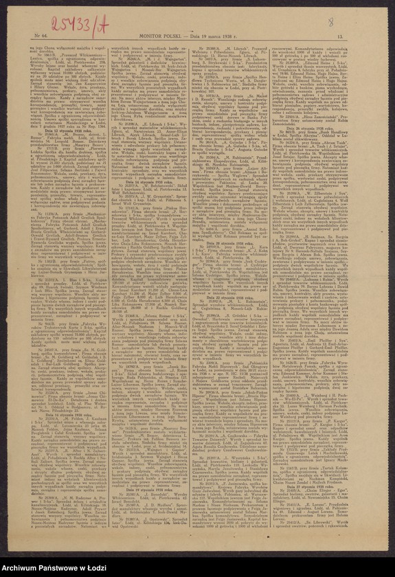 Obraz 10 z jednostki "Zelman Dawidson- wyrób i sprzedaż towarów włókienniczych, sztucznego jedwabiu oraz przędzy"