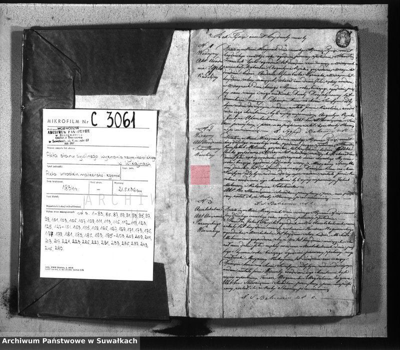 image.from.unit.number "Duplikat parafii wiżayńskiey urodzonych, zaślubionych i umarłych 1834 roku"