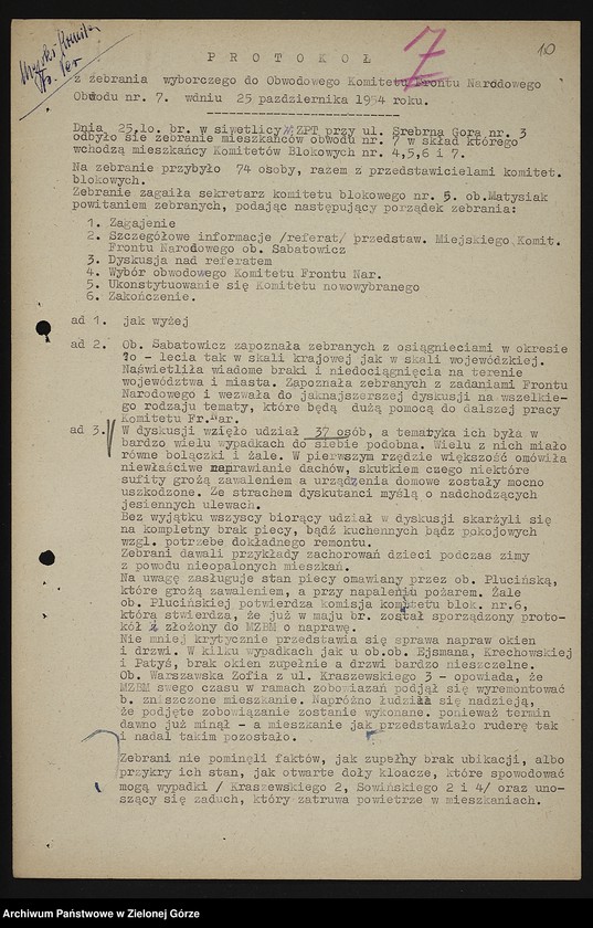 image.from.unit.number "Protokoły i sprawozdania z działalności Obwodowego Komitetu Frontu Narodowego /6-19/ w Zielonej Górze"