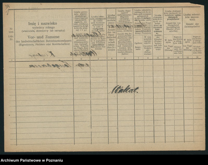 Obraz 10 z jednostki "[Spis personelu rolnego zatrudnionego w powiecie szamotulskim - wykazy zatrudnionych w poszczególnych gospodarstwach rolnych]"