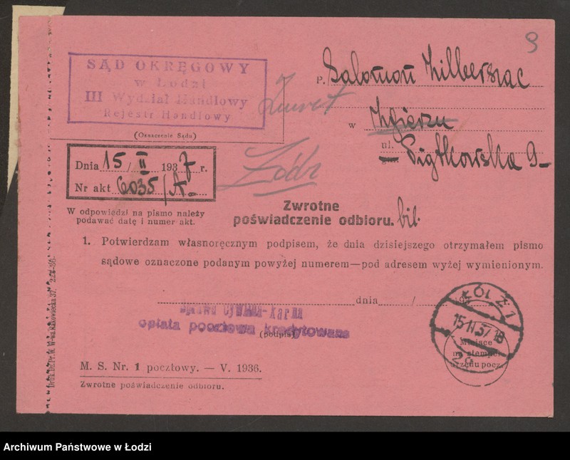 Obraz 11 z jednostki "Salomon Zilberszac – sprzedaż manufaktury"