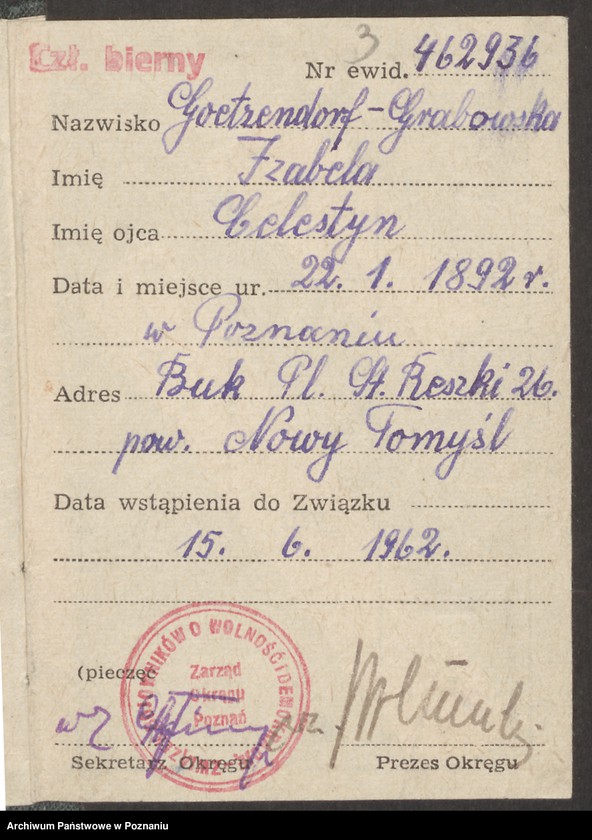 Obraz 7 z jednostki "Dokumenty osobiste Izabeli Goetzendorf-Grabowskiej"