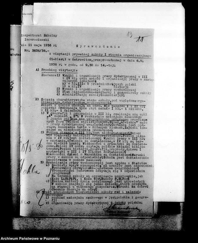 Obraz 16 z jednostki "Prywatna Szkoła Powszechna z niemieckim językiem nauczania- Ostrowite powiat Mogilno"