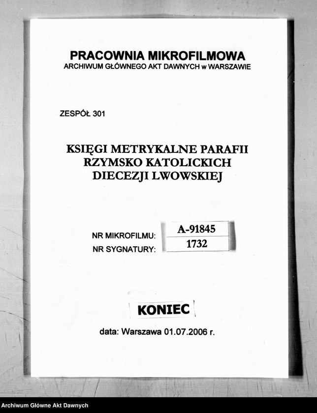 image.from.unit.number "Parafia: Uhnów. Dekanat: Bełz. Księga metrykalna urodzeń dla wsi Józefówka, Michałówka i Poddębce."