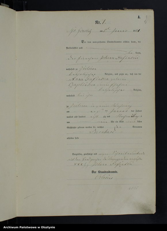 Obraz z jednostki "Geburts-Haupt-Register Nr 1 - 84,1 - 107,1 - 95,1 - 89 i 1 - 93"