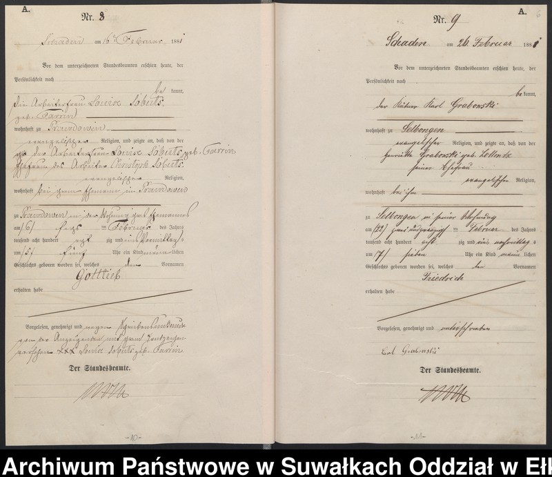 image.from.unit.number "Geburts-Haupt-Register des Königlich Preussischen Standes-Amtes Schaden Kreis Sensburg"