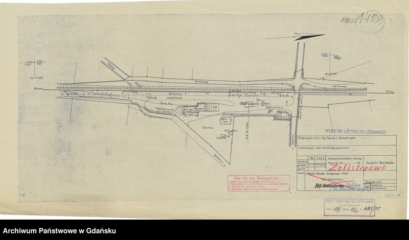 image.from.unit.number "Reichsbahndirektion Danzig. Deutsche Reichsbahn. Strecke: Rheda - Schwarzau - Hela. B.A. Gotenhafen. Bahnhof Sellistrau"
