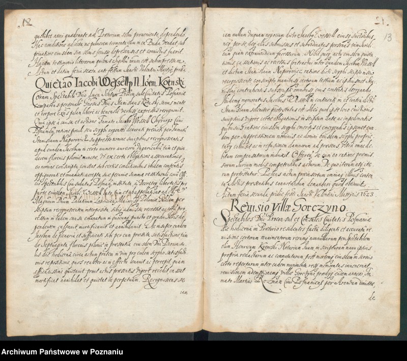 Obraz 16 z jednostki "Acta actorum in officio consulari Posnaniensi conscriptorum a.d. 1623 ... Dachnowski notarius."