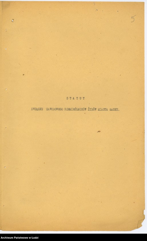 Obraz 8 z jednostki "Związek Zawodowy Rzemieślników Żydów w Łasku"