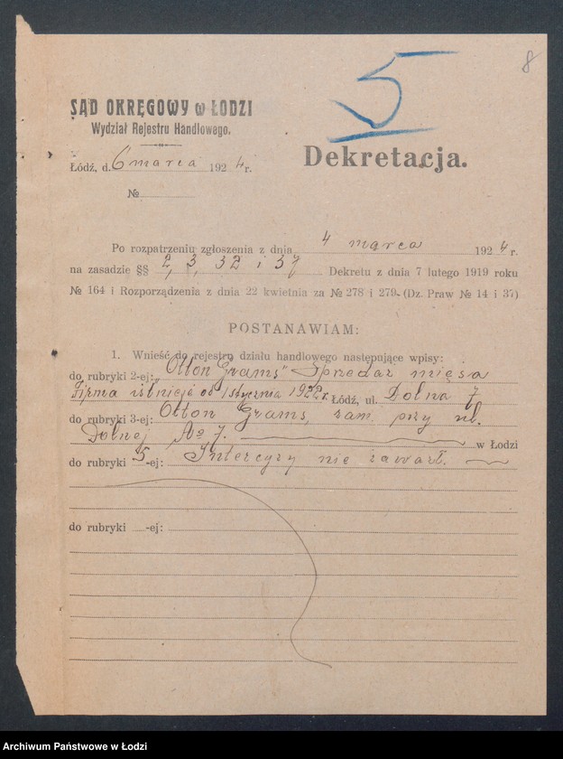 Obraz 10 z jednostki "Otton Grams- sklep rzeźniczy"