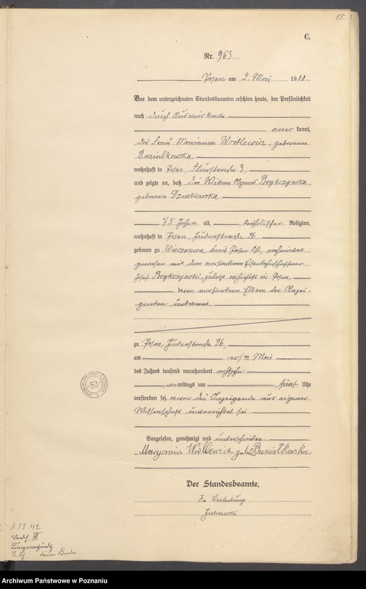 Obraz 17 z jednostki "Księga miejscowa zgonów tom III [Rejestr główny zgonów]"