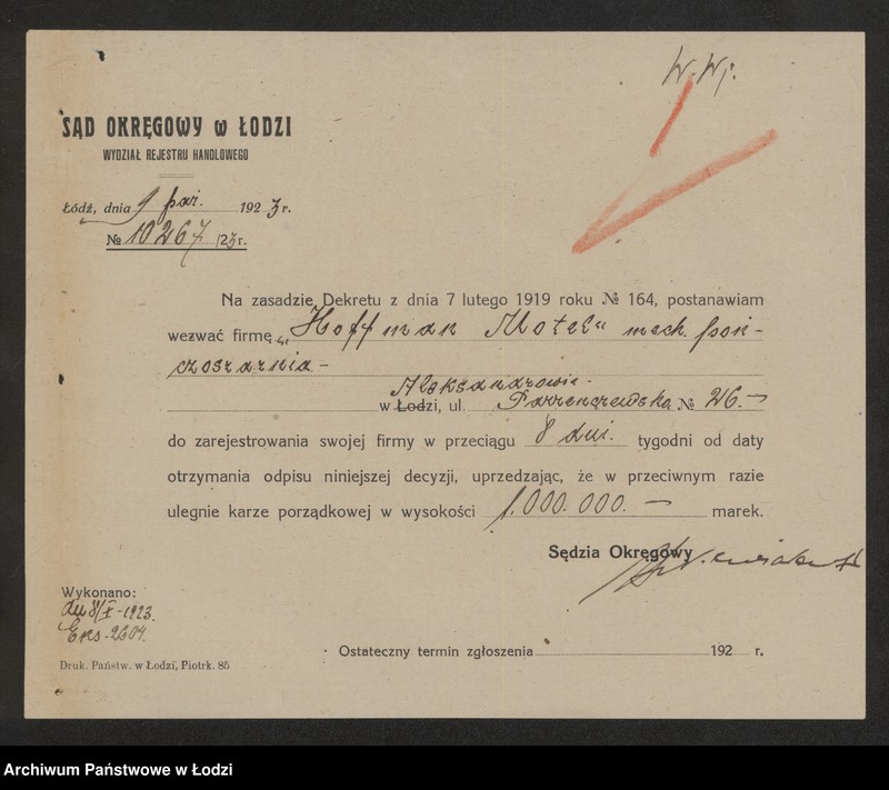 Obraz 3 z jednostki "Mordka Mendel Hoffman- wyrób pończoch"