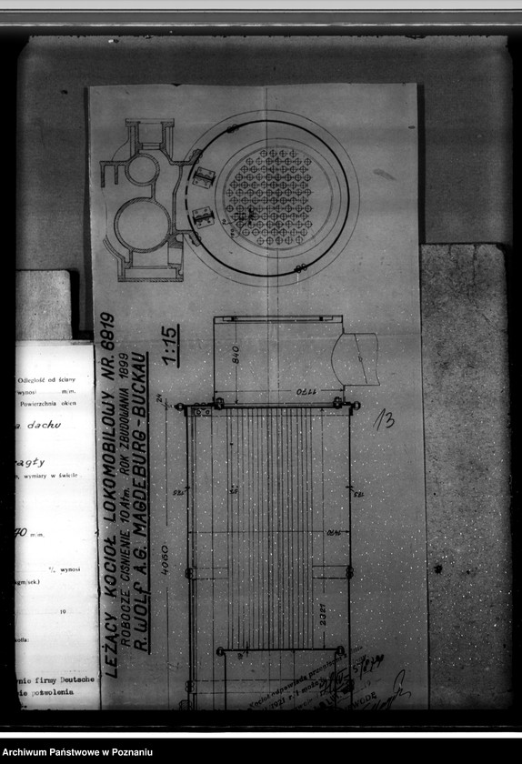 Obraz 19 z jednostki "Tartak w Czarnkowie Ignacego Klessy nr kotła fabr. 6819 nr kotła woj. 874"