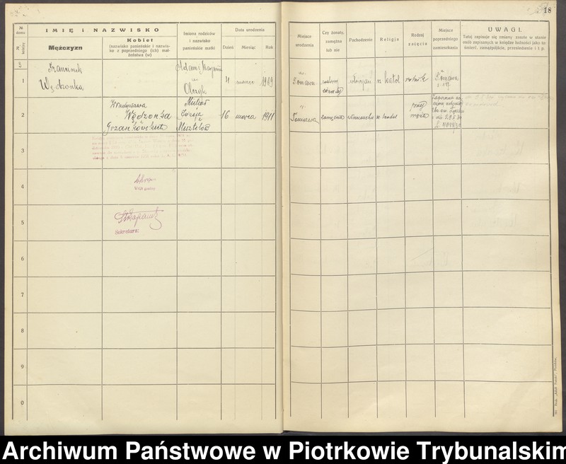 Obraz 18 z jednostki "[Księga ludności stałej gminy Ręczno] wieś i kolonia Tomawa"
