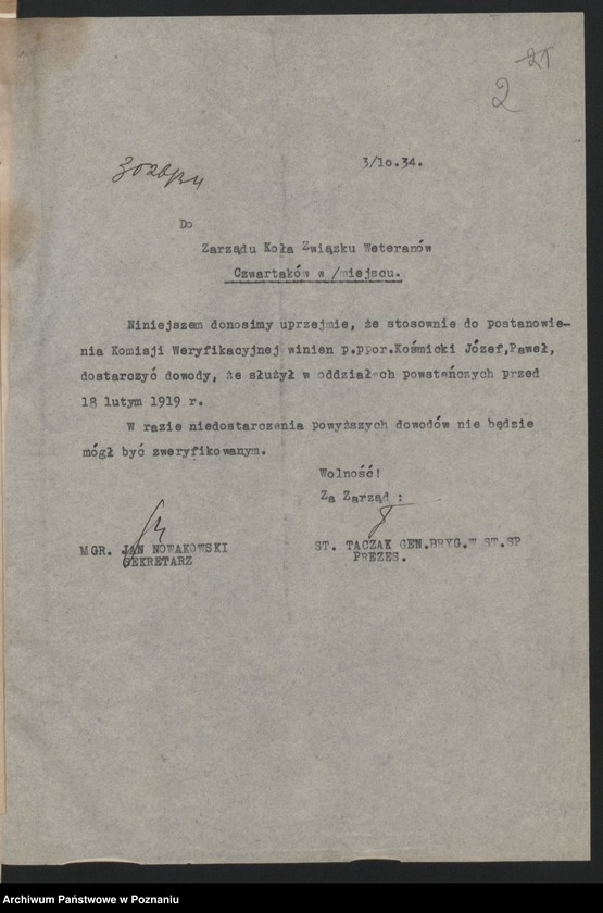 Obraz 4 z jednostki "Poznań - koło czwartaków - akta koła."