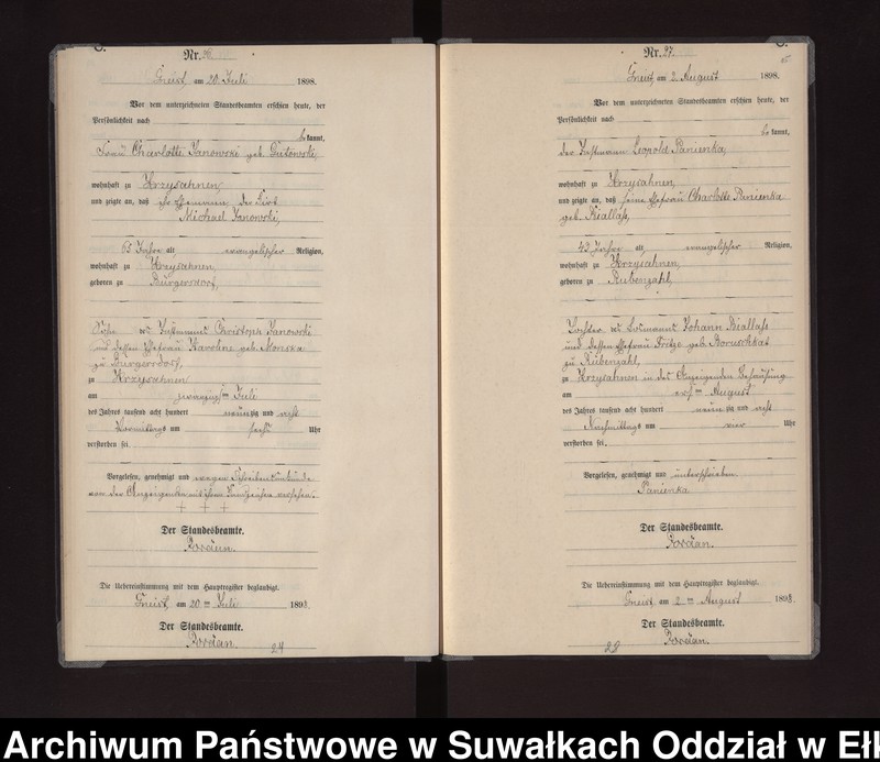 image.from.unit.number "Sterbe-Neben-Register des Königlichen Preussischen Standes-Amtes Gneist Kreis Lötzen"