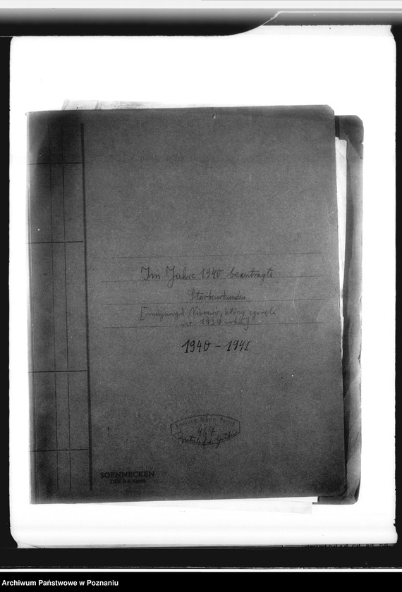 Obraz 4 z jednostki "Im Jahre 1940 beantragte Sterbeurkunden (miejscowych Niemców, którzy zginęli w 1939 roku"