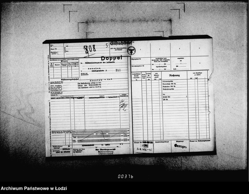 Obraz 9 z jednostki "Frachtbriefe [doppel einige Ausgang] vom 801-1300. [Wtórniki listów przewozowych]"