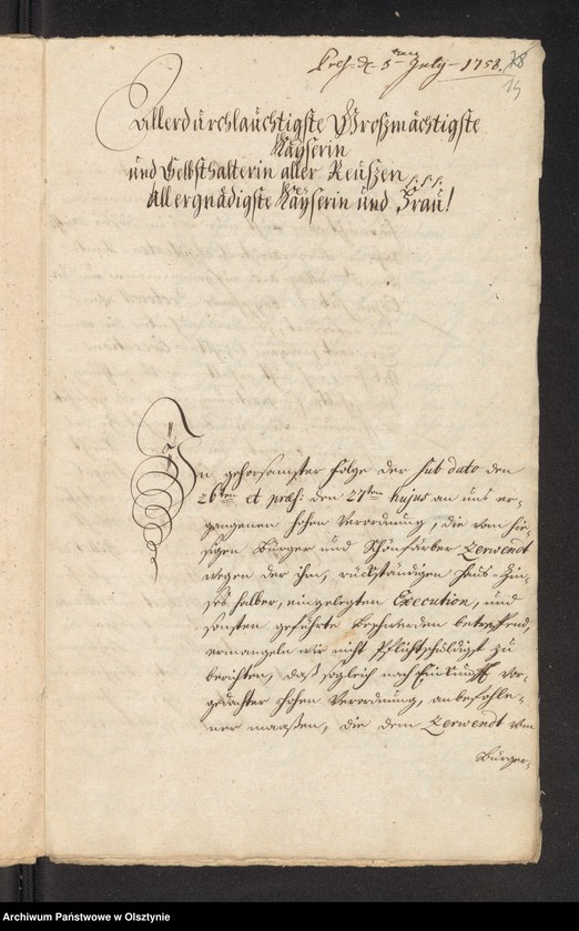image.from.unit.number "In S. [Sachen] des Kunst=Waid und Schön=Färbers Johann Michael Zerwendt in pto: Emigrantionis"