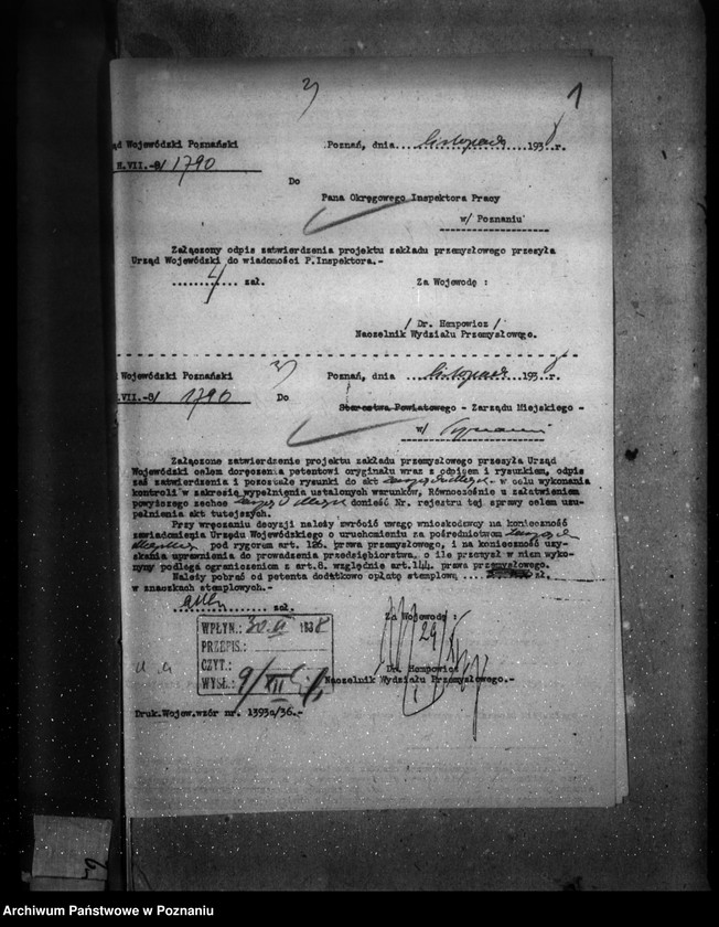 Obraz 5 z jednostki "Zatwierdzenie projektu rozbudowy zakładu przemysłowego /fabryki kotłów centralnego ogrzewania i odlewni żelaza firmy Höntschi Spółka Poznań-Rataje/"