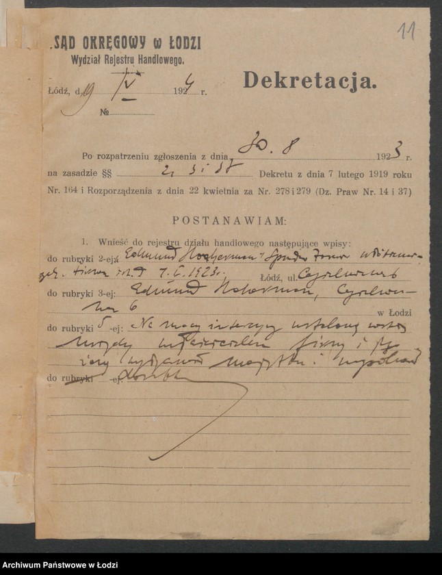 Obraz 13 z jednostki "Edmund Hoherman- sprzedaż towarów włókienniczych"