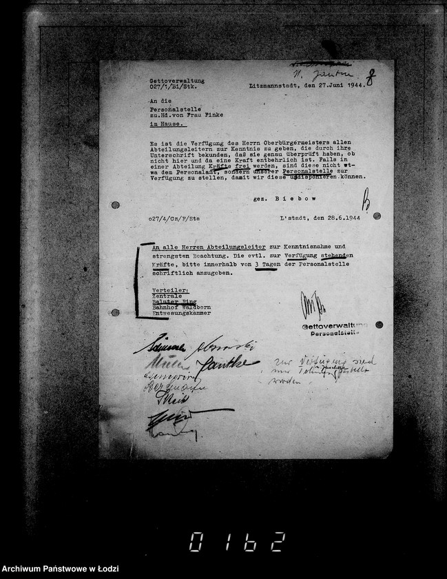 Obraz 12 z jednostki "Verschiedenes grün. [Korespondencja w sprawach personalnych; płace, zaszeregowania, urlopy, odznaczenia]"