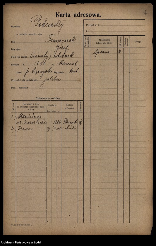 Obraz 9 z jednostki "[Spis ludności Łodzi] Podsadnik-Pokrzywa"