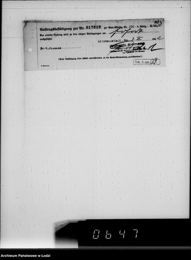 Obraz 7 z jednostki "Lebensmitteleinkauf. Aufträge, [Lieferscheinen und Rechnungen] 17593-17610 [Dostawa ziemniaków do Getta]"