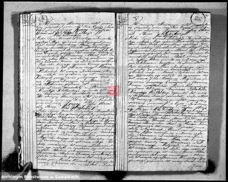 image.from.unit.number "Księga aktu urodzonych gminy suwalskiey, powiatu dąbrowskiego w departamencie łomżyńskim od dnia 1 maja 1815 do 1 maja 1816"